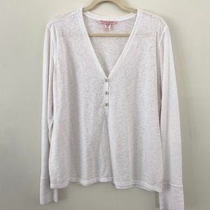 Like NEW Victoria's Secret White Lounge V-Neck Knit Long Sleeve Top